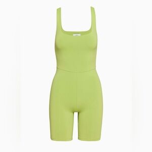 Aritzia Babaton Contour Squareneck Romper - Jackfruit Green Short Playsuit